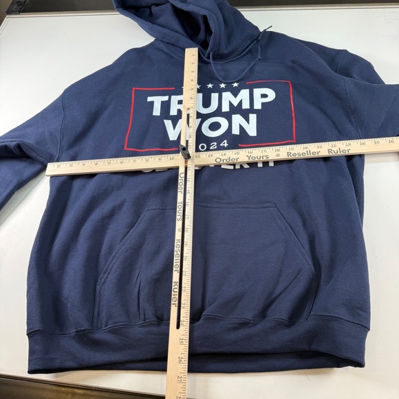 Trump Won 2024 Gildan Heavy Blend Graphic Hoodie Navy Fleece Pullover XL - Picture 5 of 5